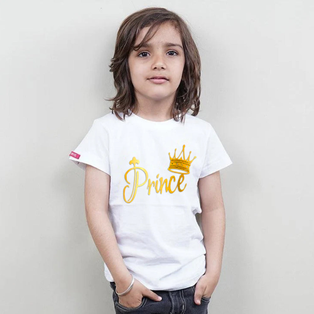 King Queen Prince Prince, Family T-Shirts Combo (White/Gold)