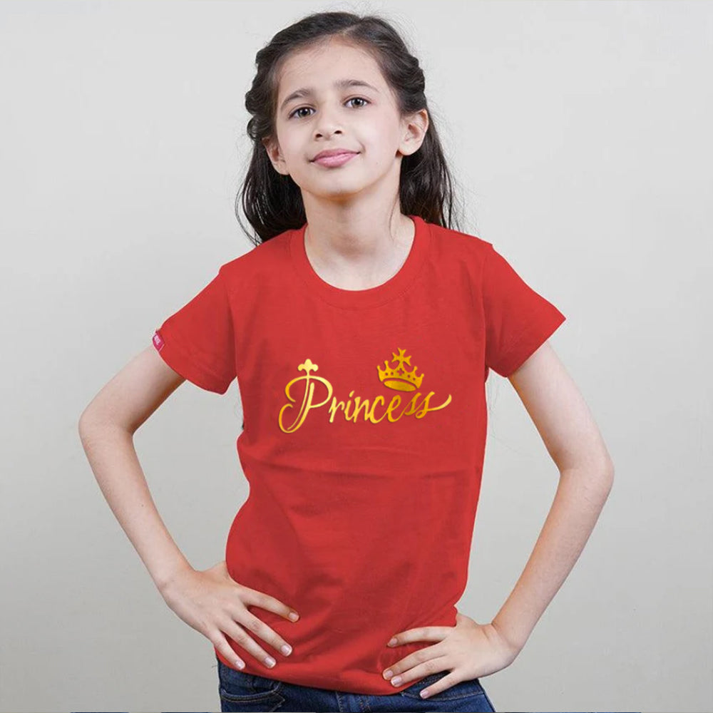 King Queen Princess Princess, Family T-Shirts Combo (Red/Gold)