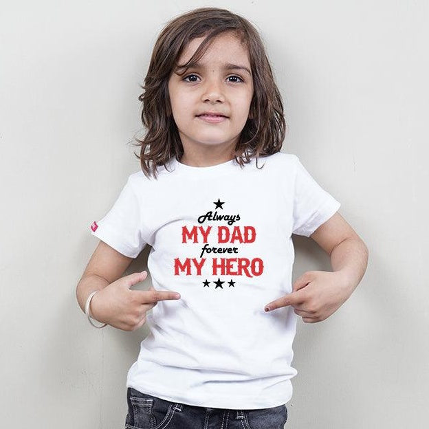 Always My Dad-Son Forever my Hero Dad-Son T-Shirts Combo (White)