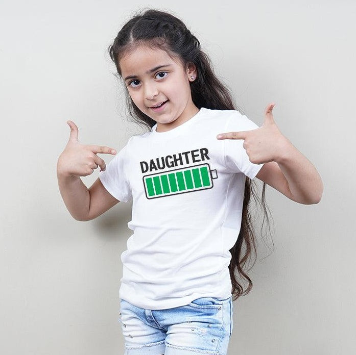 Charged Up Family, Family of 4 T-Shirts Combo (White) (Son-Daughter)