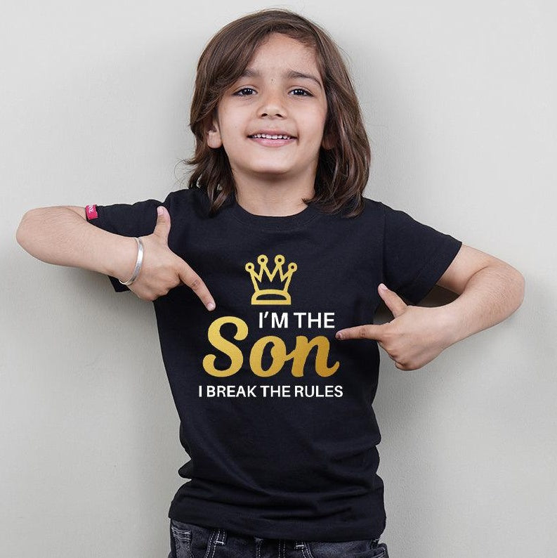 I am the Dad-I am the Mother, Family of 3 T-Shirts Combo (Black)