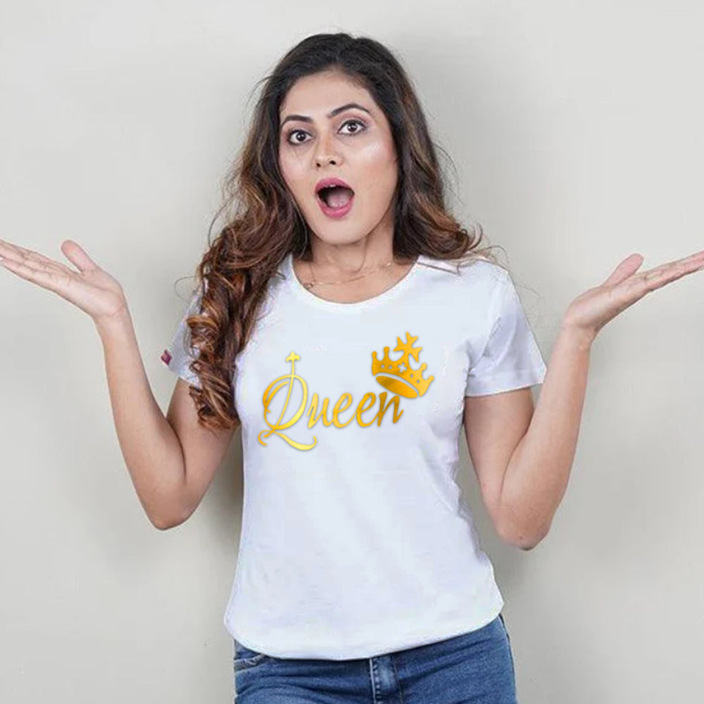 King Queen Prince, Family T-Shirts Combo (White/Gold)