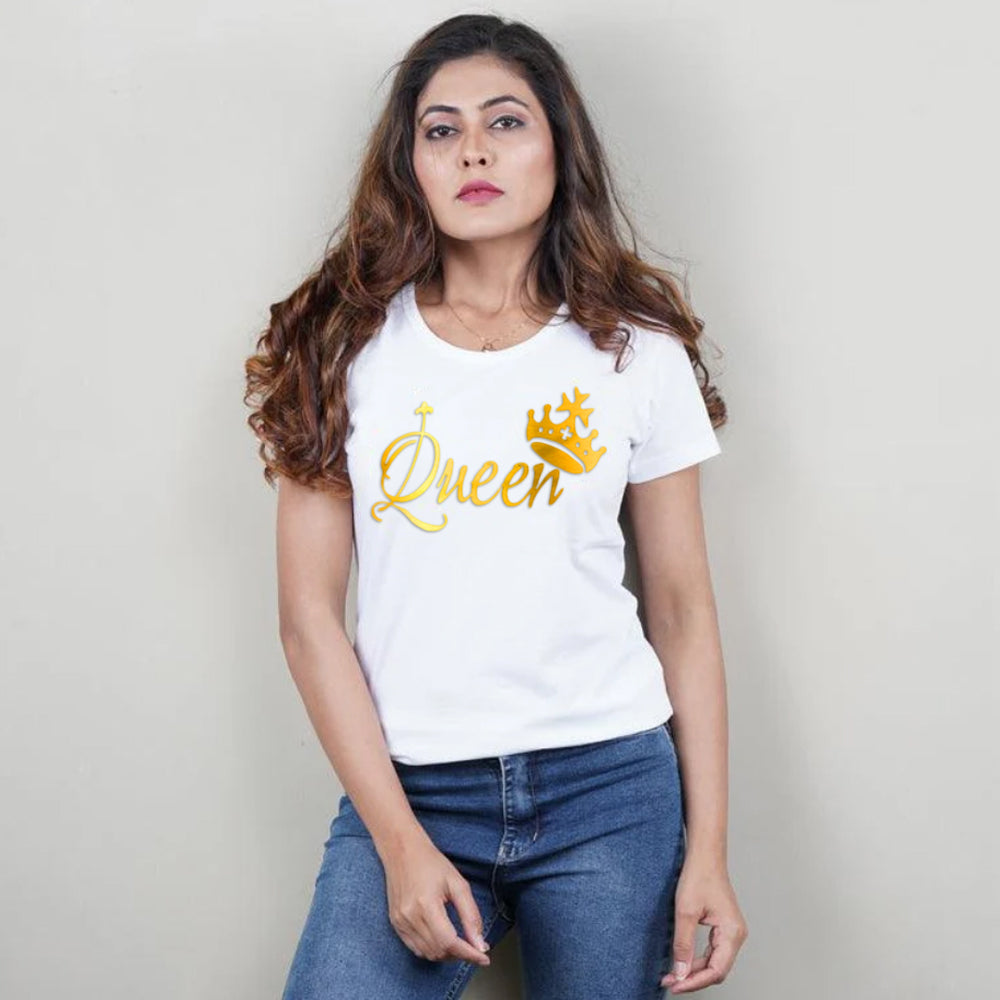 King Queen Prince Princess, Family T-Shirts Combo (White/Gold)