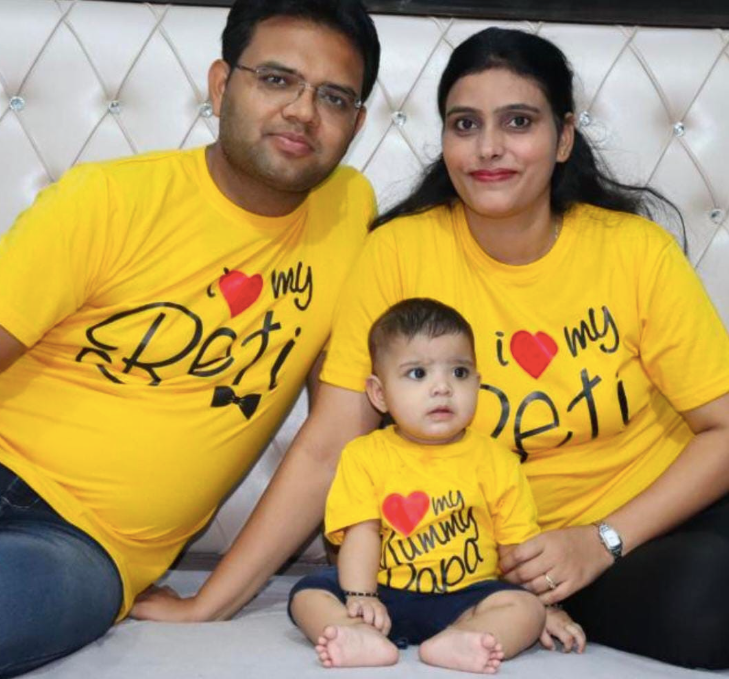 I Love My Beti, I Love My Mummy Papa, Family of 3 T-Shirts Combo (Yellow)