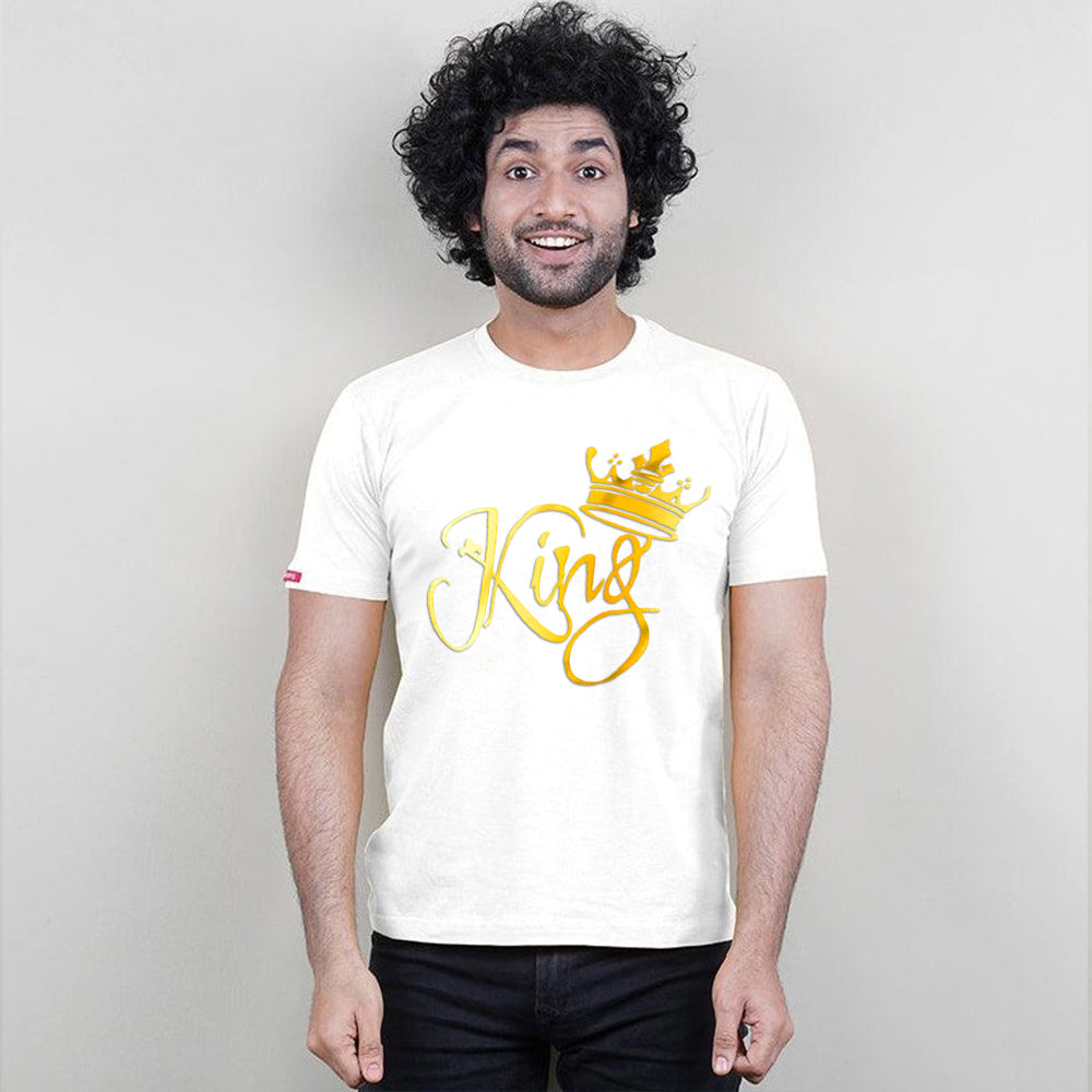 King Queen Princess Princess, Family T-Shirts Combo (White/Gold)