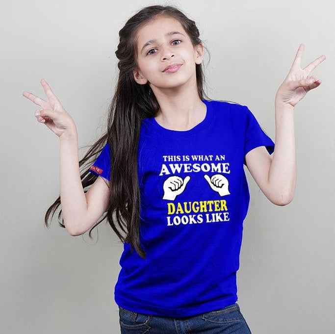 This is What an Awesome Dad-Mom-Son-Daughter Looks like.., Family of 4 T-Shirts Combo (Navy Blue)