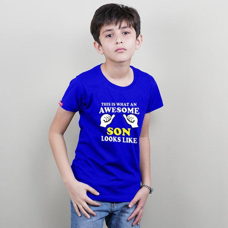 This is What an Awesome Dad-Mom-Son-Daughter Looks like.., Family of 4 T-Shirts Combo (Navy Blue)