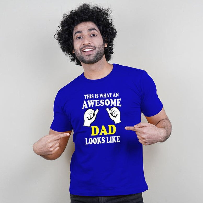 This is What an Awesome Dad-Mom-Son-Daughter Looks like.., Family of 4 T-Shirts Combo (Navy Blue)