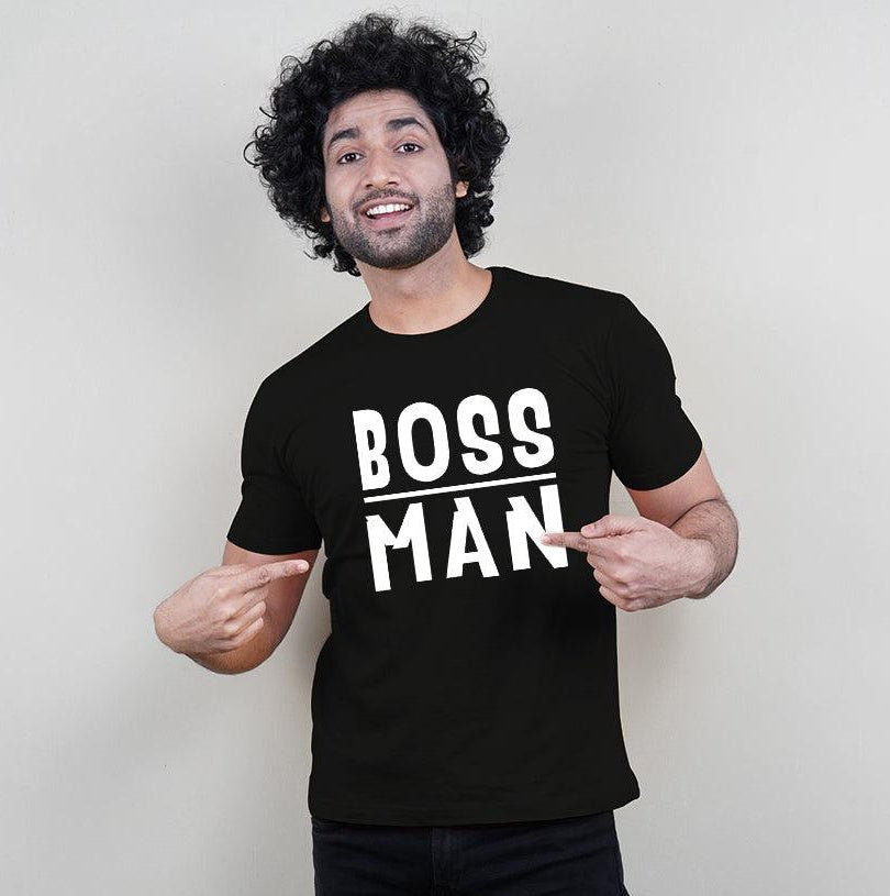 Boss Man-Boss Lady-Mini Boss, Family of 3 T-Shirts Combo (Black)