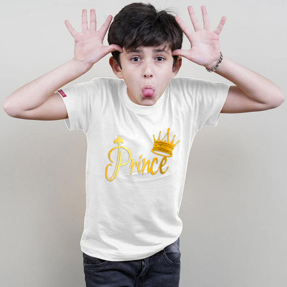 King Queen Prince Prince, Family T-Shirts Combo (White/Gold)