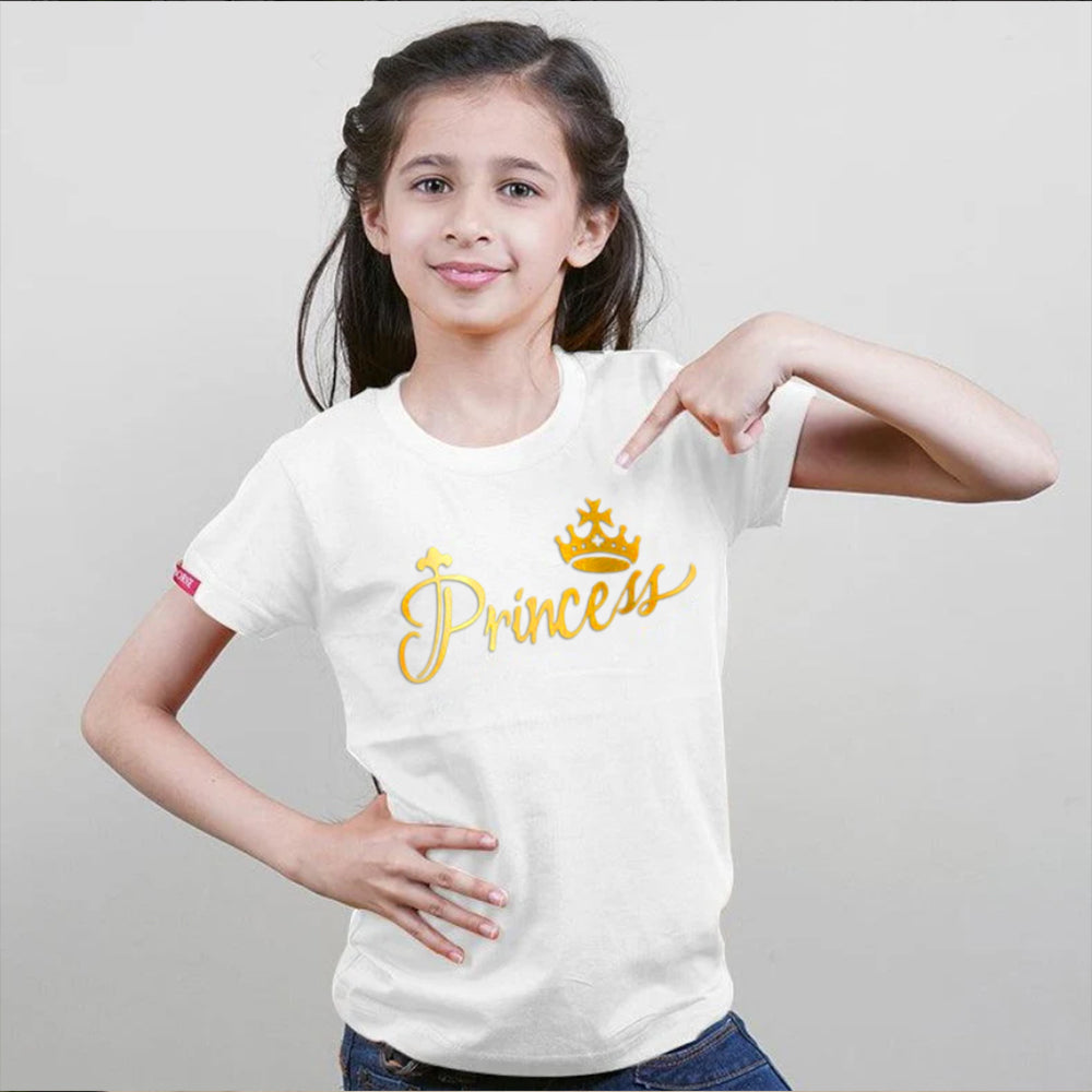 King Queen Princess Princess, Family T-Shirts Combo (White/Gold)