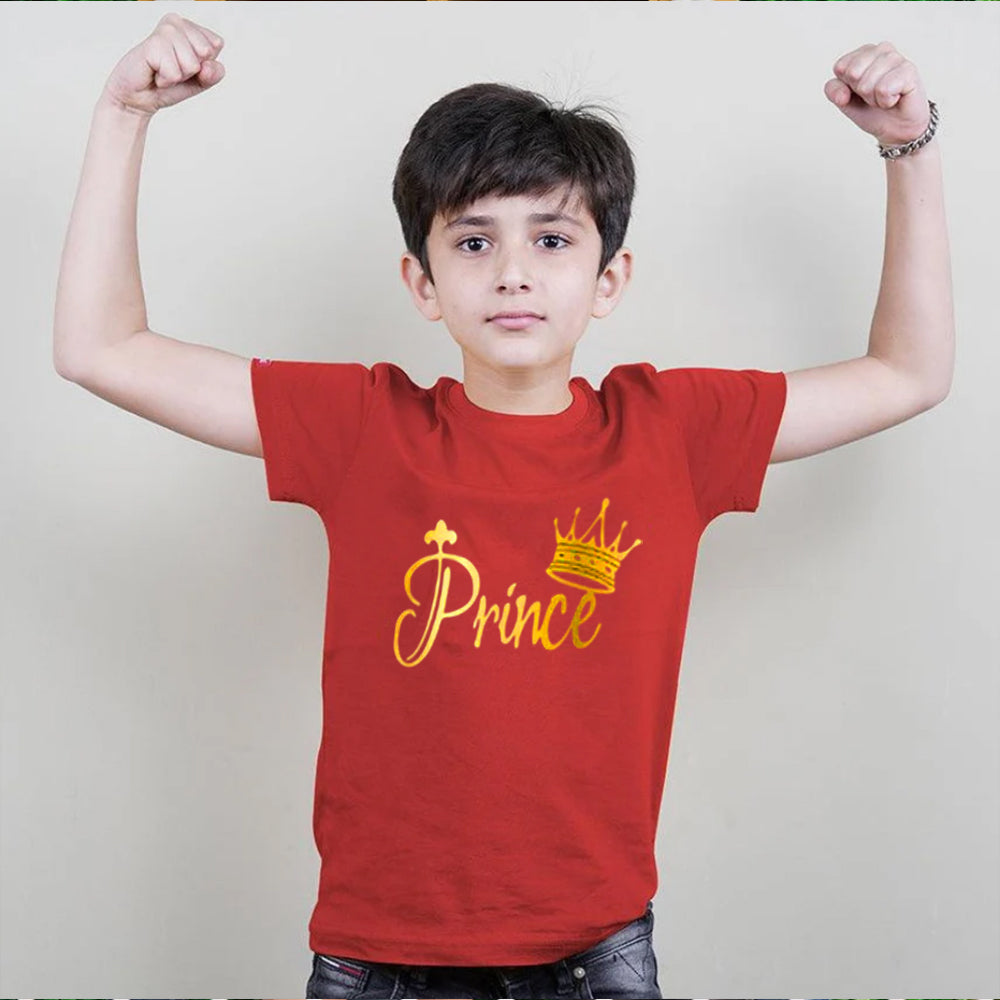 King Queen Prince Prince, Family T-Shirts Combo (Red/Gold)