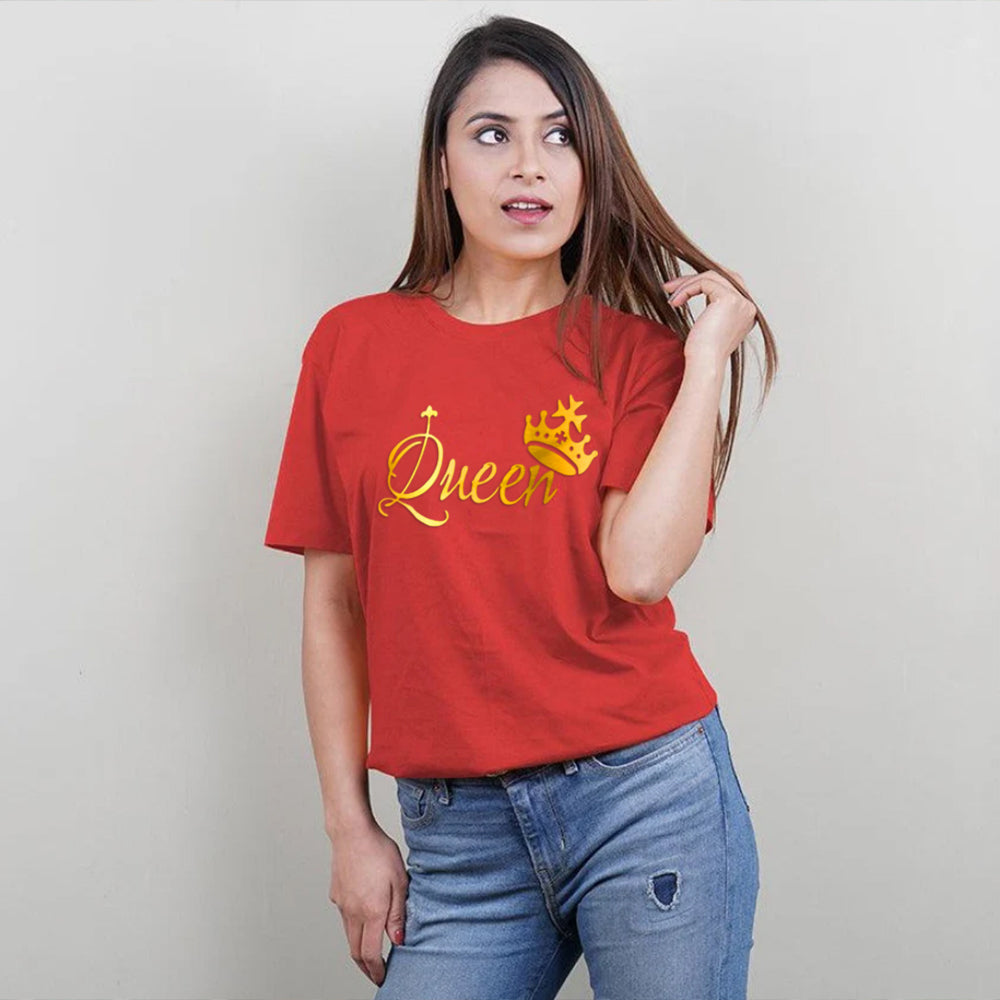 King Queen Princess Princess, Family T-Shirts Combo (Red/Gold)