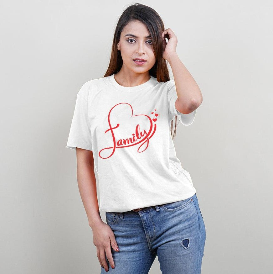 Family (Hearts), Family of 4 T-Shirts Combo (White)