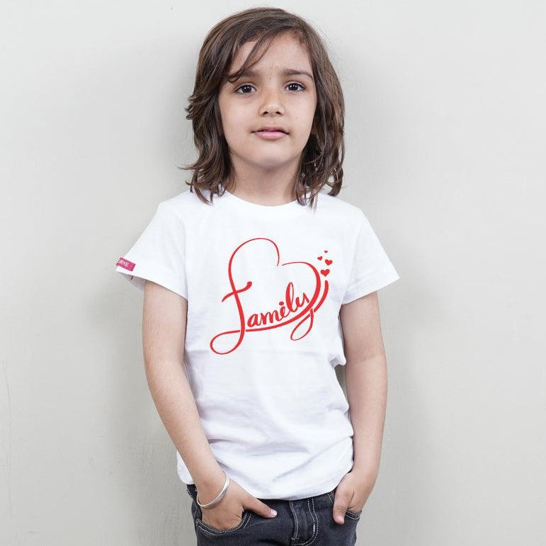 Family (Hearts), Family of 4 T-Shirts Combo (White)
