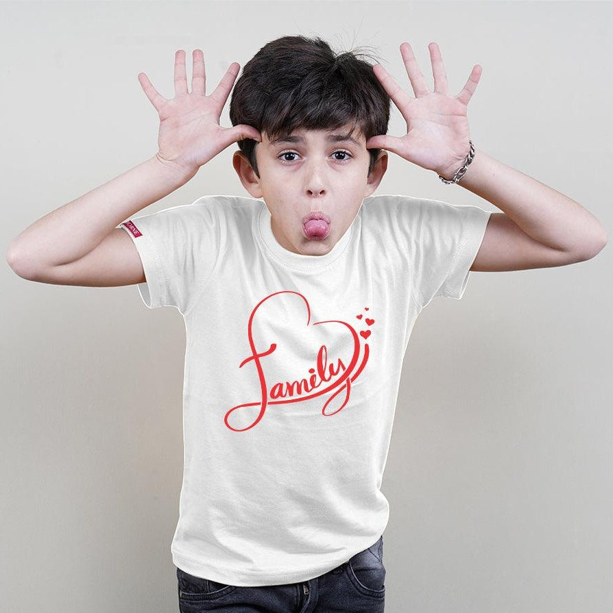 Family (Hearts), Family of 4 T-Shirts Combo (White)