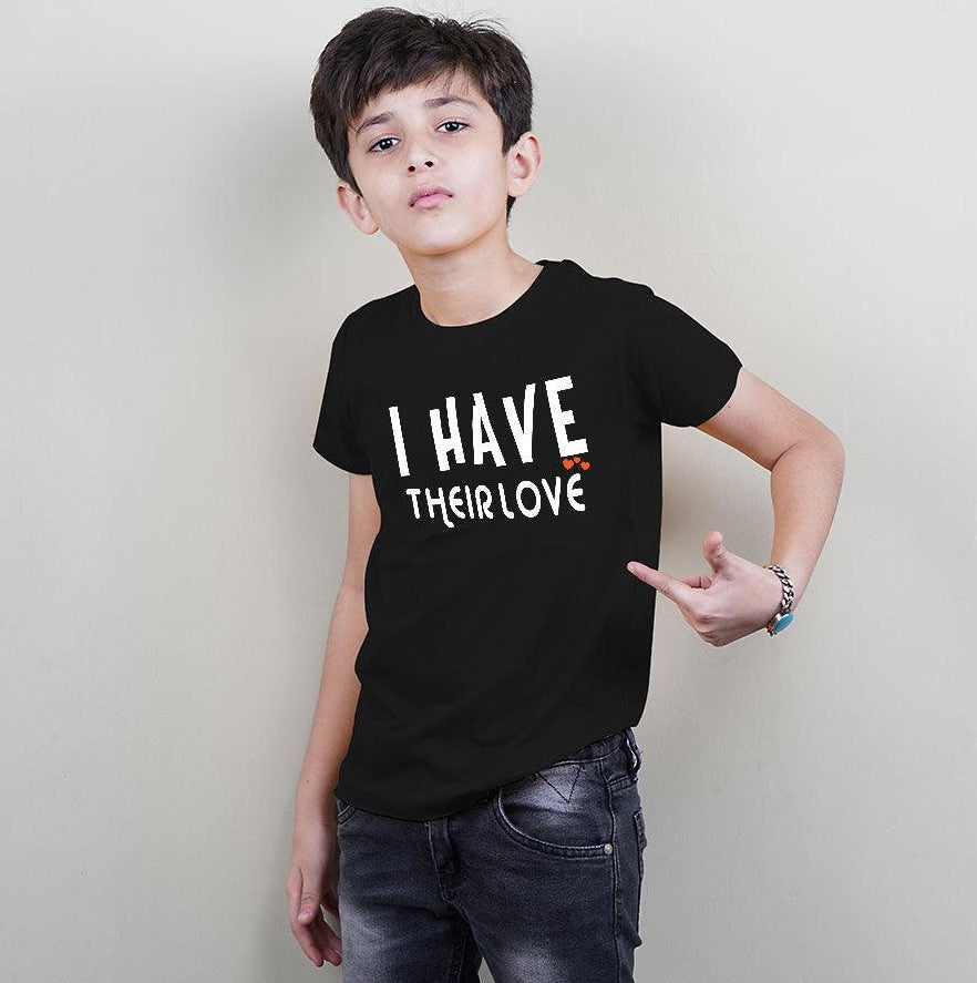 She Has My Love-He Has My Love , Family of 3 T-Shirts Combo (Black)