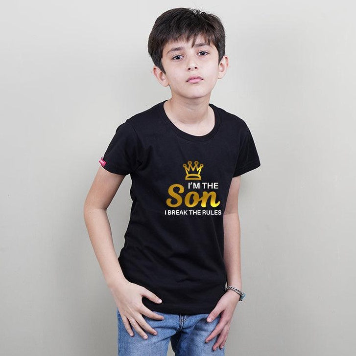 I am the Dad-I am the Mother, Family of 4 T-Shirts Combo (Black) (Son-Daughter)