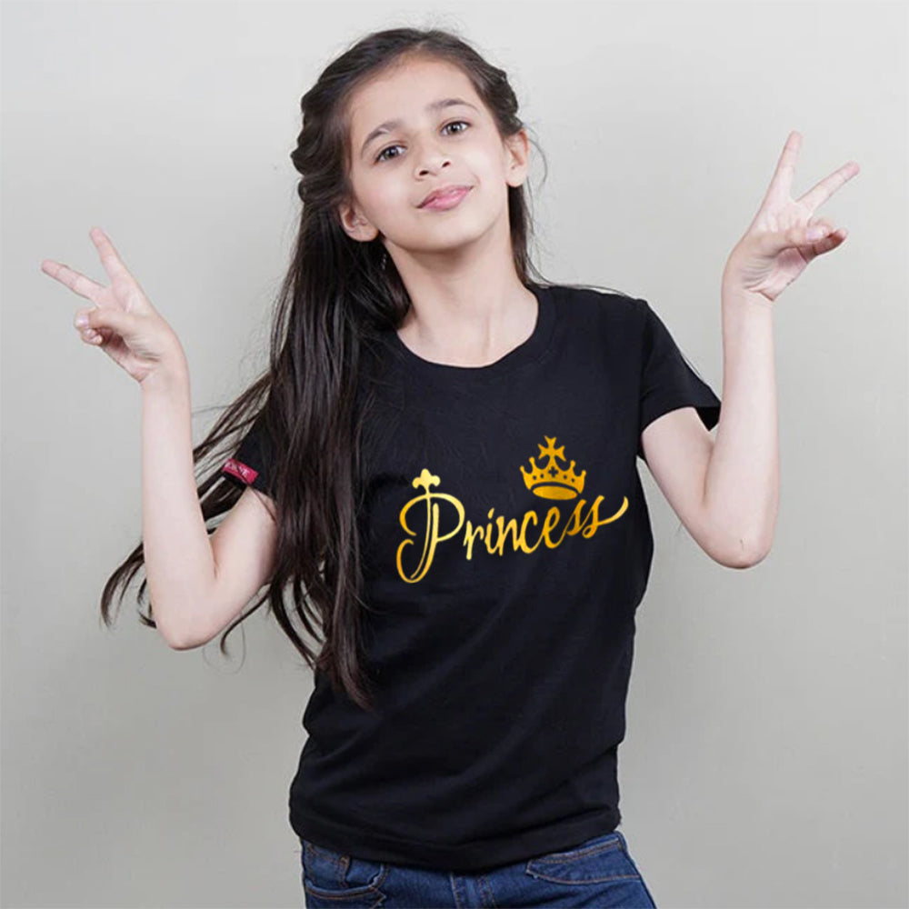 King Queen Princess Princess, Family T-Shirts Combo (Black/Gold)