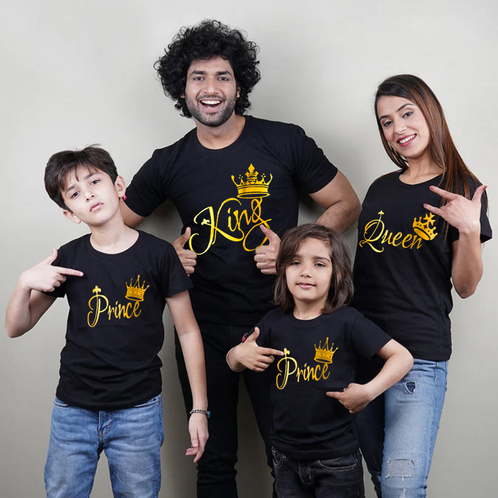 King Queen Prince Prince, Family T-Shirts Combo (Black/Gold)