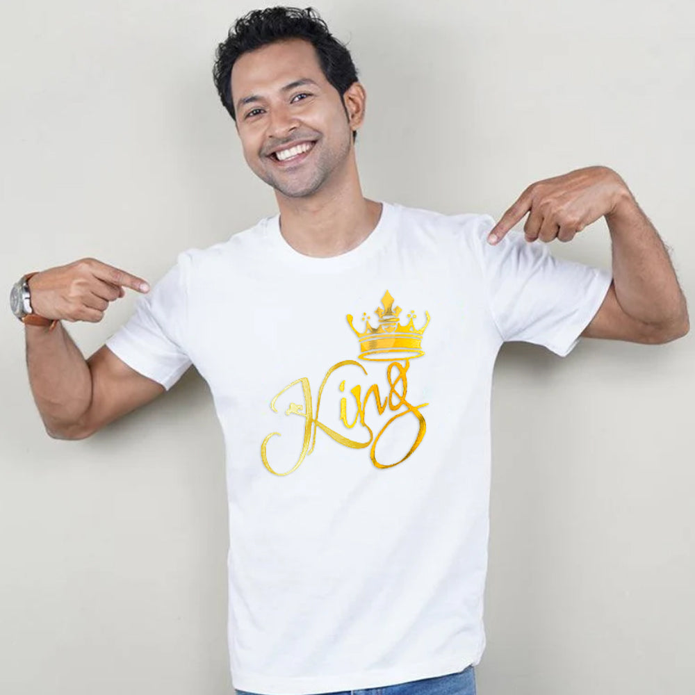 King Queen Prince Princess, Family T-Shirts Combo (White/Gold)