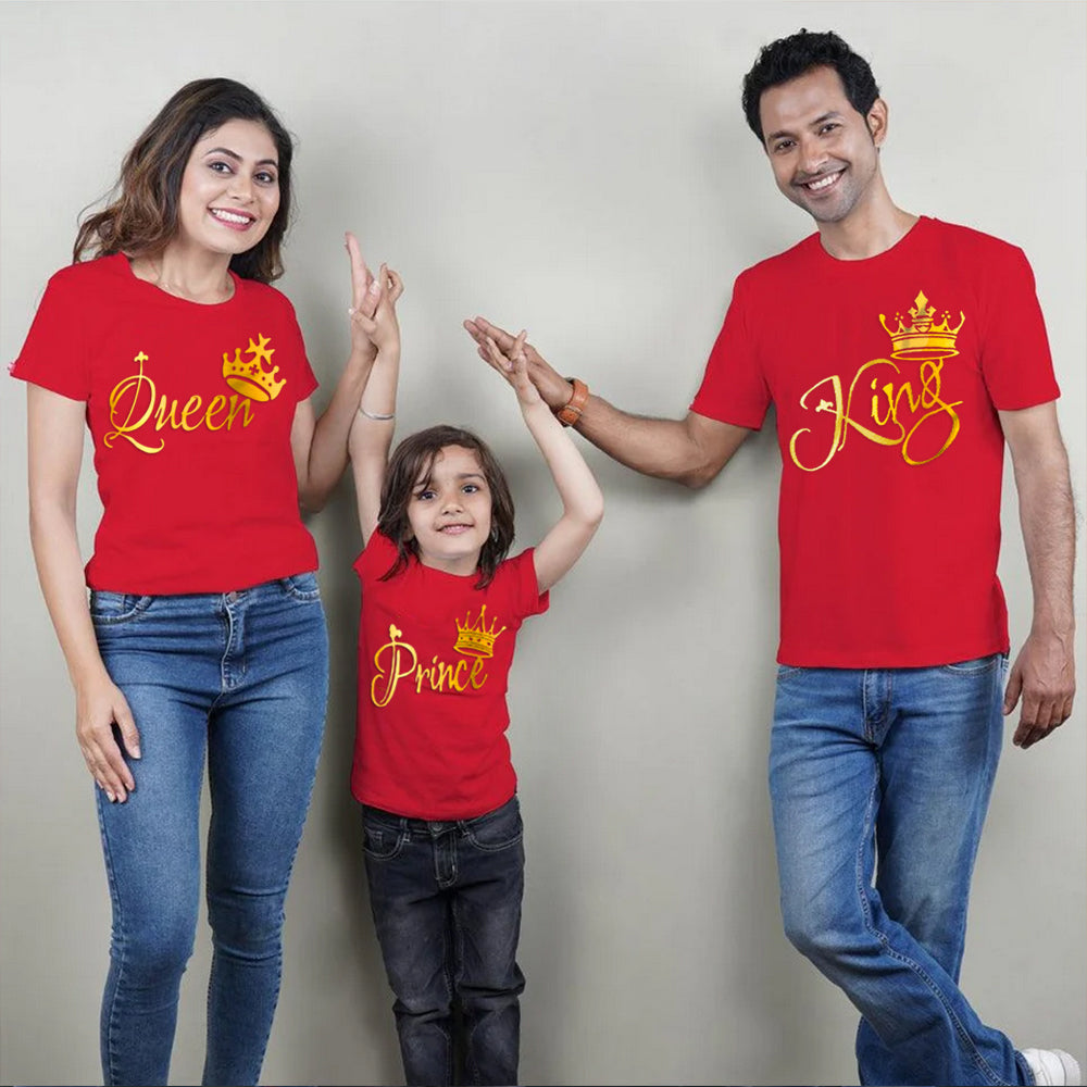King Queen Prince, Family T-Shirts Combo (Red/Gold)