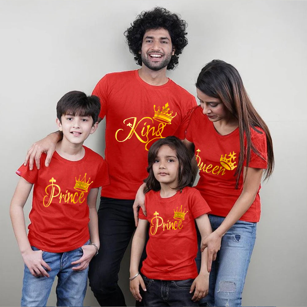 King Queen Prince Prince, Family T-Shirts Combo (Red/Gold)
