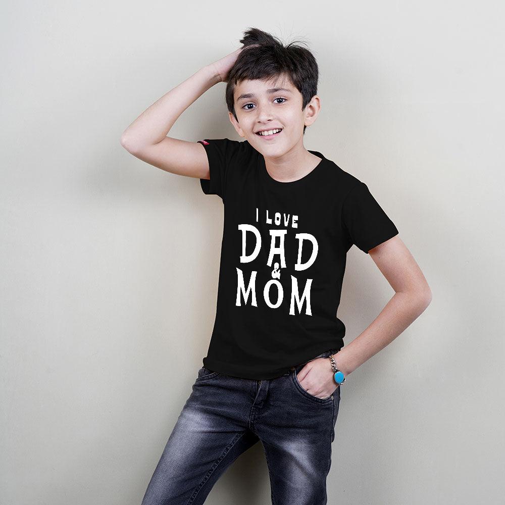 This Dad Loves his Son-This Mom Loves her Son , Family of 3 T-Shirts Combo (Black)