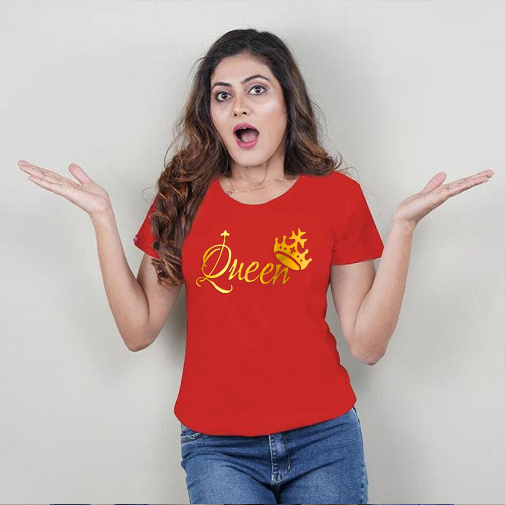 King Queen Princess, Family T-Shirts Combo (Red/Gold)