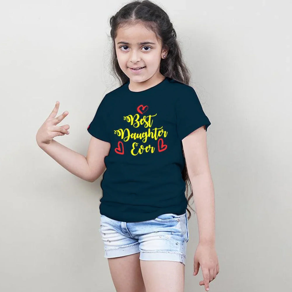 Best Dad Ever-Best Mom Ever.., Family of 4 T-Shirts Combo (Navy Blue) (Son-Daughter)