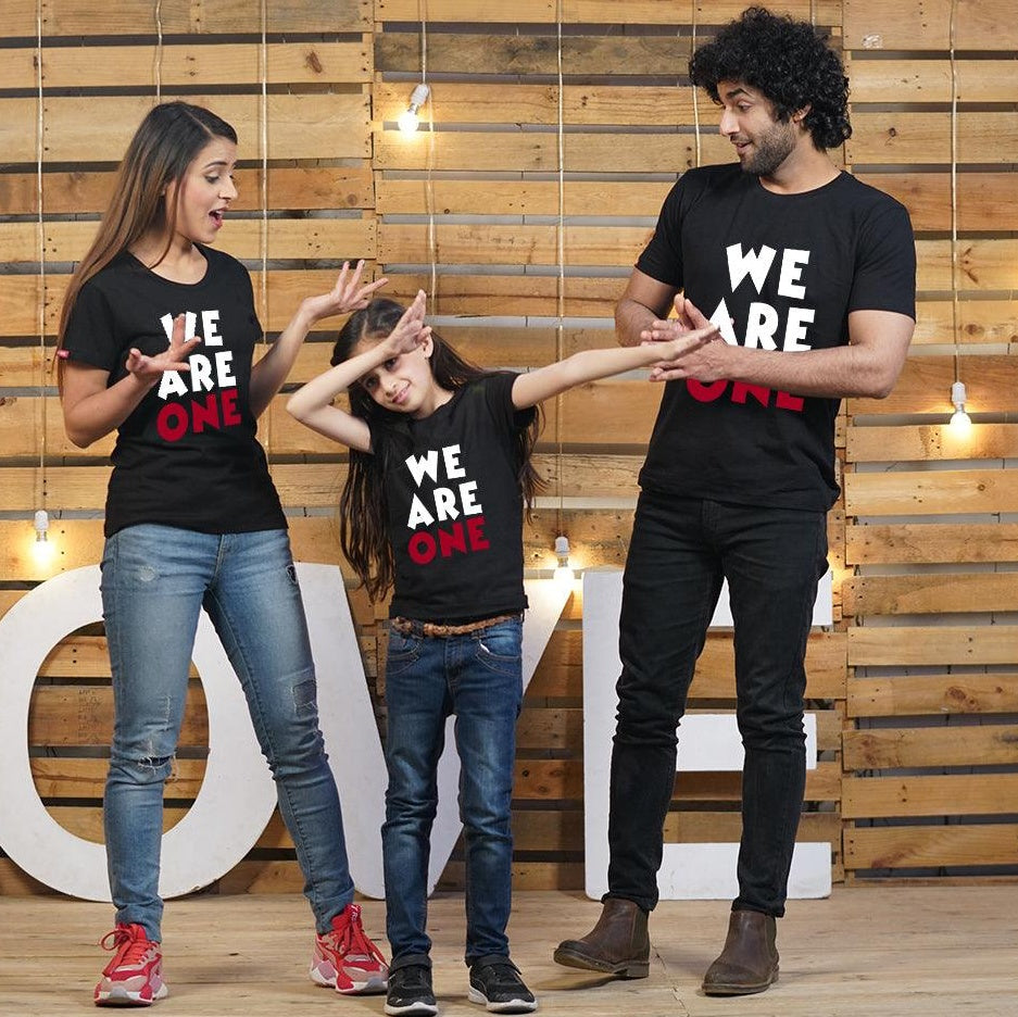 We are One Black, Family of 3 T-Shirts Combo (Black)