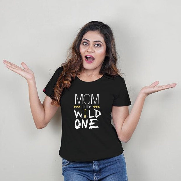 Dad of The Wild One-Mom of The Wild One-I am The Wild One, Family of 3 T-Shirts Combo (Black)