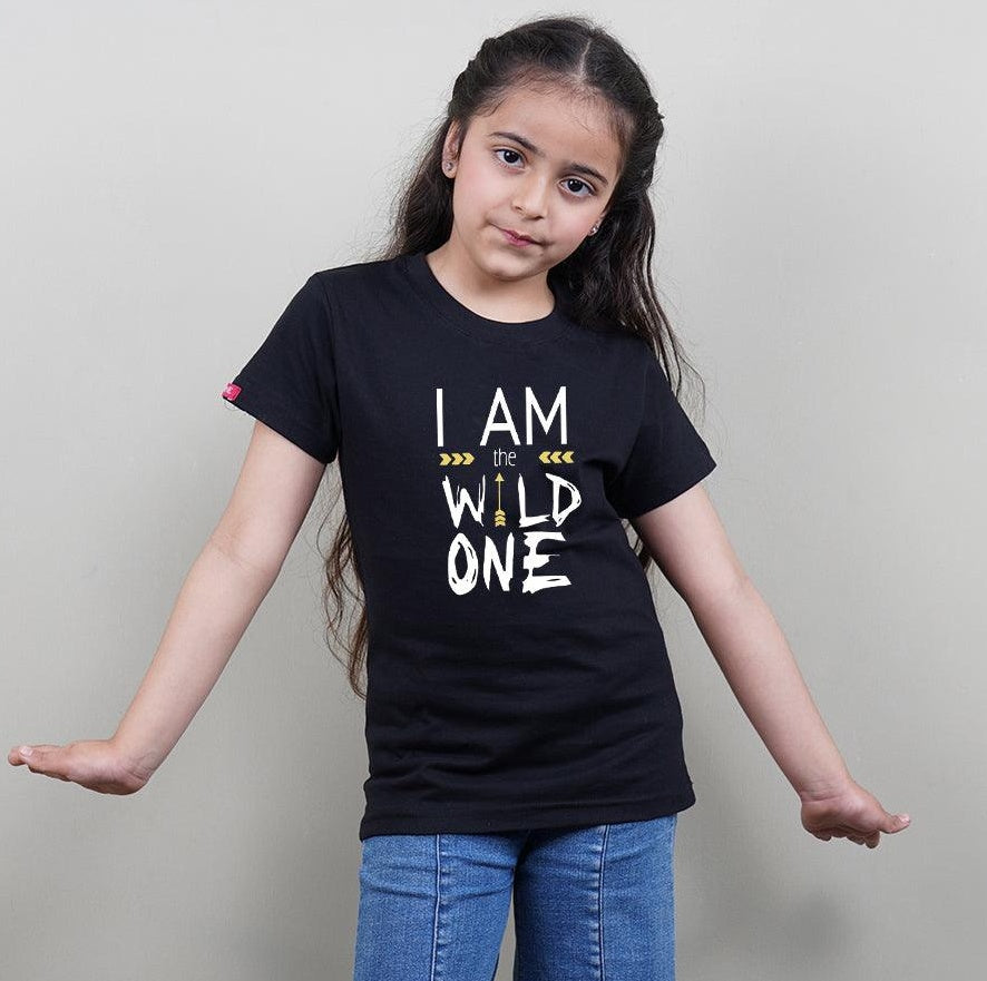 Dad of The Wild One-Mom of The Wild One-I am The Wild One, Family of 3 T-Shirts Combo (Black)
