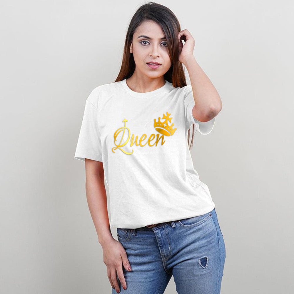 King Queen Prince Prince, Family T-Shirts Combo (White/Gold)