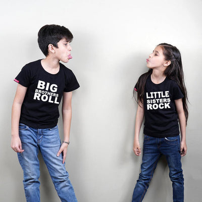 Stubborne Big Sister Little Brother Rock Siblings T-Shirt Combo - big-little-feelings