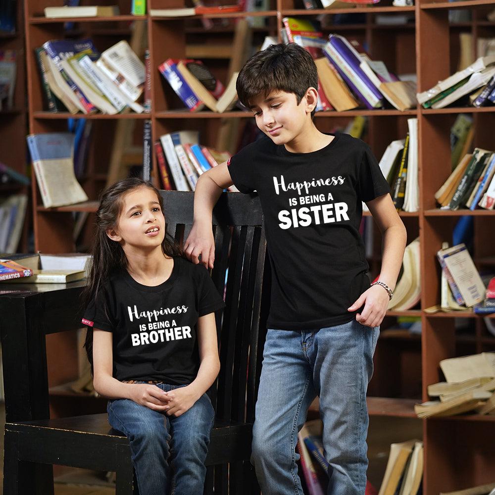 Happiness is Being a Brother Sister TShirts Combo - big-little-feelings