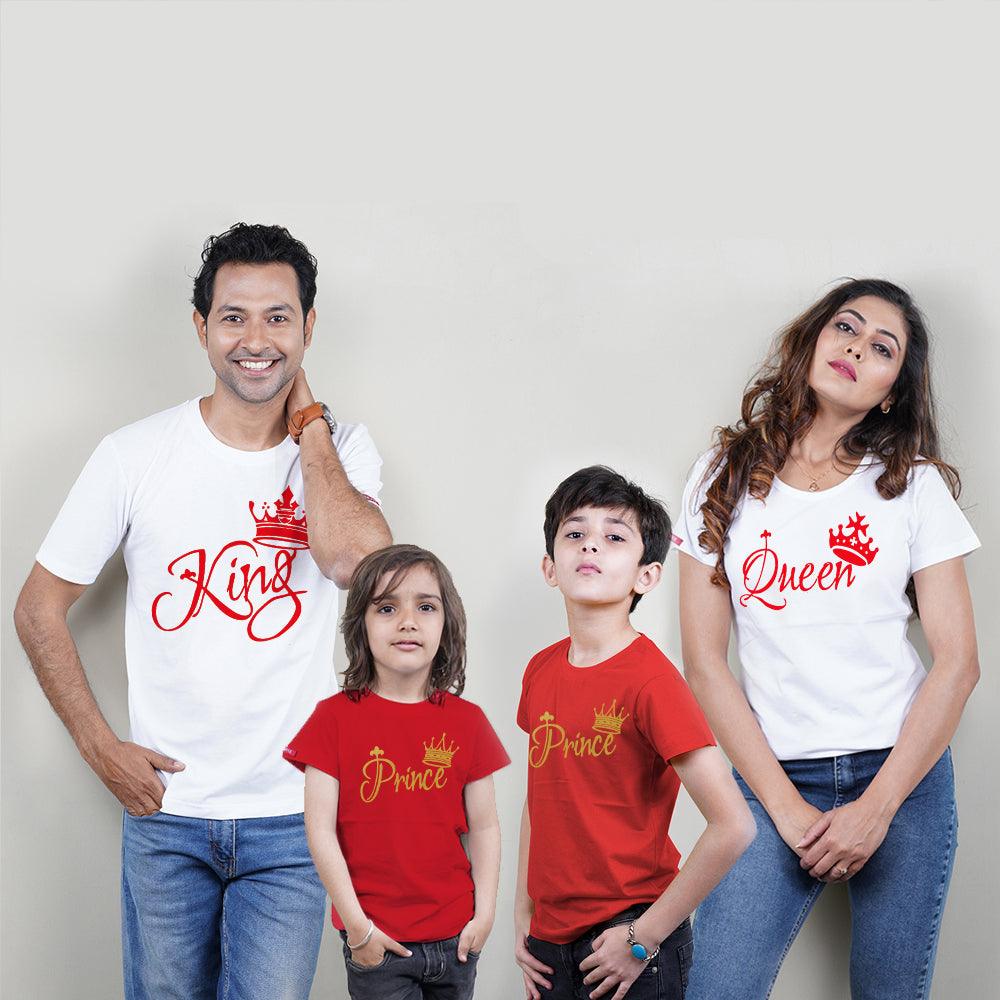 King Queen Prince Prince Family T-Shirts for 4 White and Red ❤❤❤❤PLEASE ENTER KIDS AGE/SIZE IN BOX BELOW FOR NEXT DAY DISPATCH❤❤❤❤ - big-little-feelings