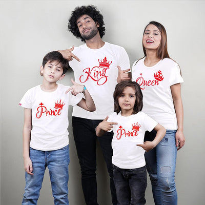 King Queen Prince Prince Family of 4 T-Shirts White - big-little-feelings