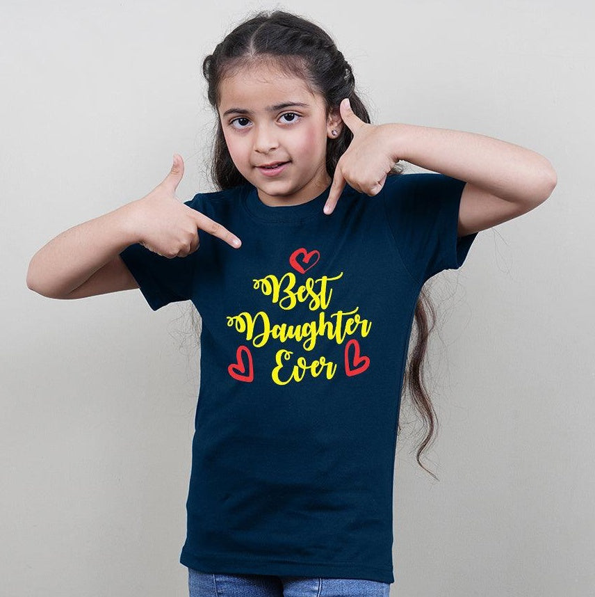 Best Dad Ever-Best Mom Ever.., Family of 3 T-Shirts Combo (Navy Blue)