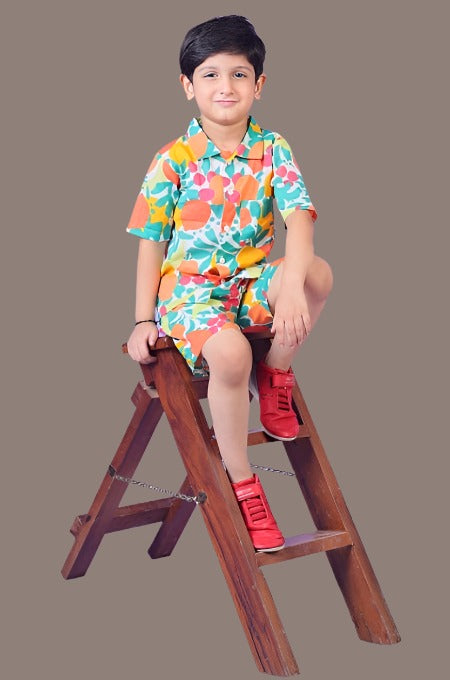 Multicolour Cambric cotton Co-ord set for kids