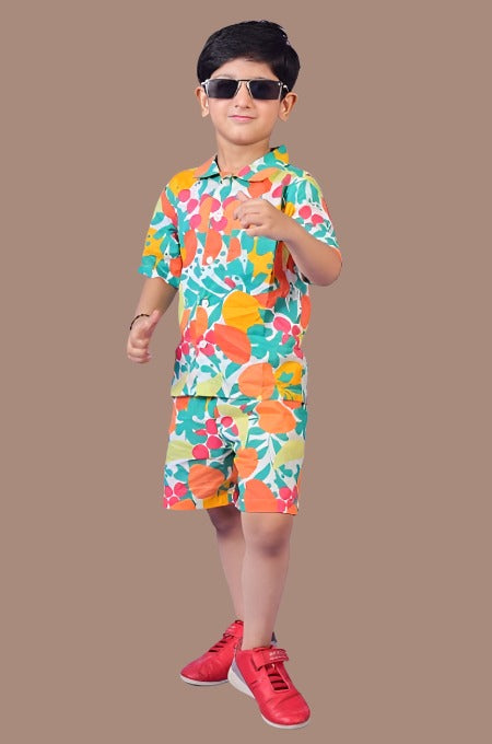 Multicolour Cambric cotton Co-ord set for kids