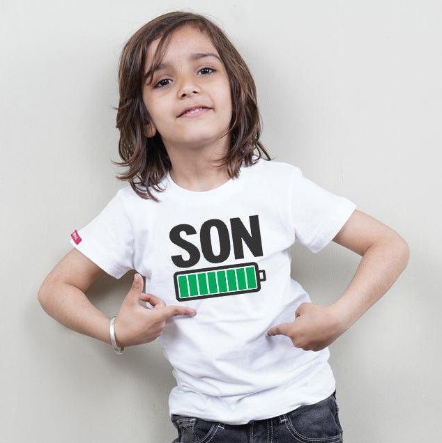 Charged Up Family, Family of 4 T-Shirts Combo (White)