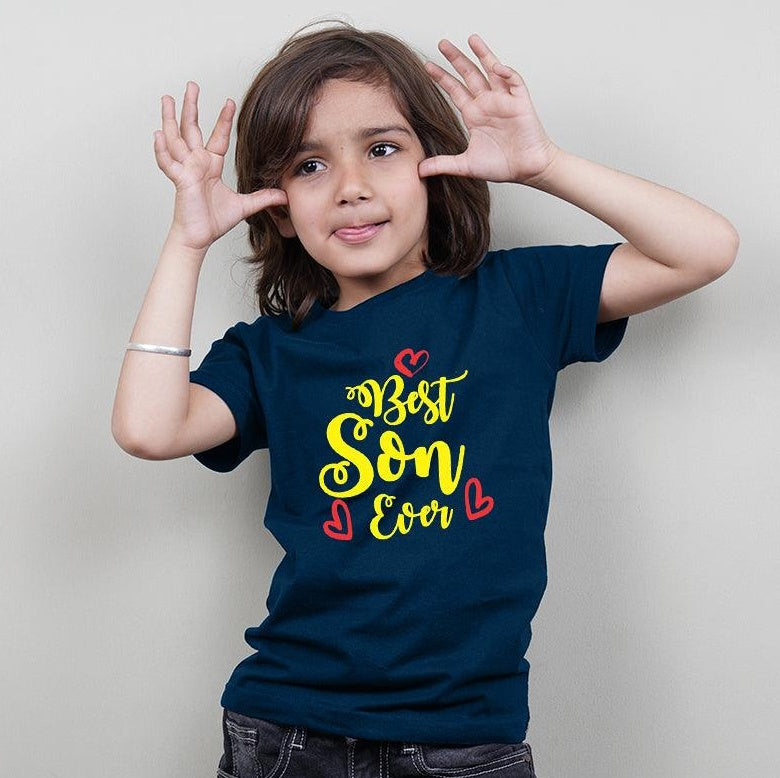 Best Dad Ever-Best Mom Ever.., Family of 4 T-Shirts Combo (Navy Blue)