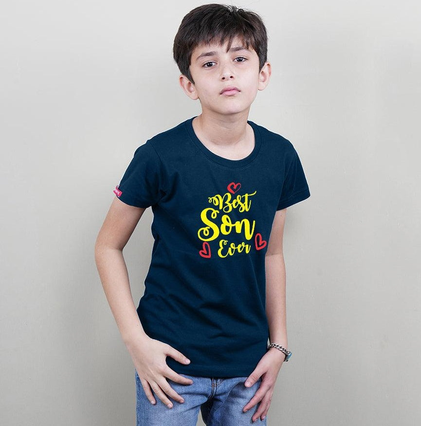 Best Dad Ever-Best Mom Ever.., Family of 4 T-Shirts Combo (Navy Blue)