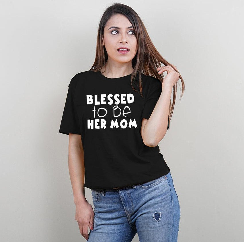 Bless to be her Dad-Blessed to be Her Mom, Family of 3 T-Shirts Combo (Black)