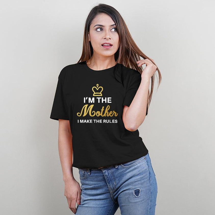 I am the Dad-I am the Mother, Family of 4 T-Shirts Combo (Black)