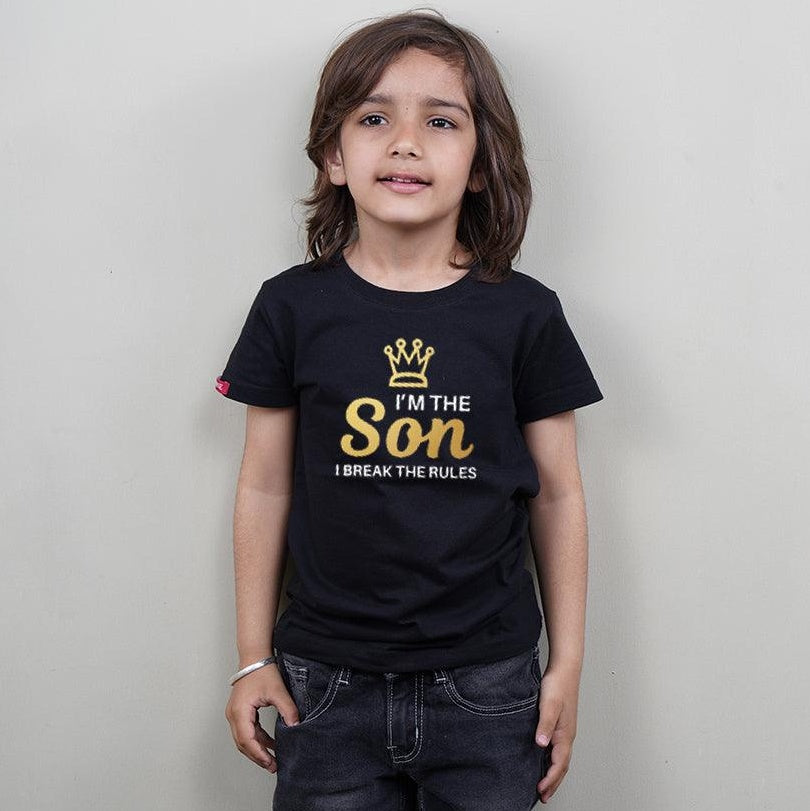 I am the Dad-I am the Mother, Family of 4 T-Shirts Combo (Black)