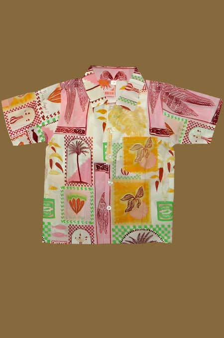 Light Pink and Brown Block Print Cambric Cotton Co-ord set for kids