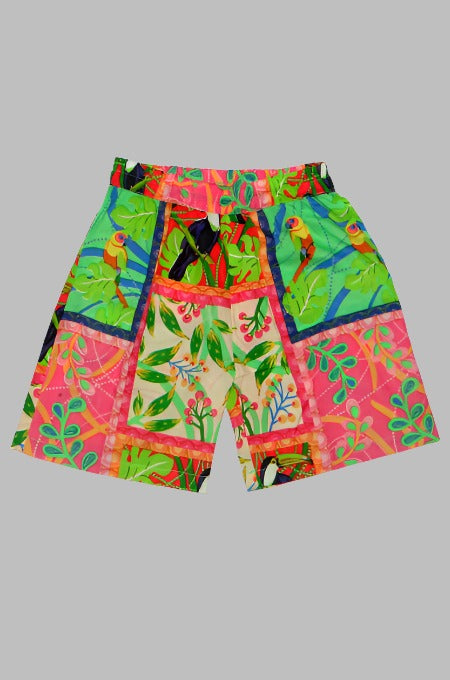 Pink and Green floral print mal cotton Co-ord set for kids