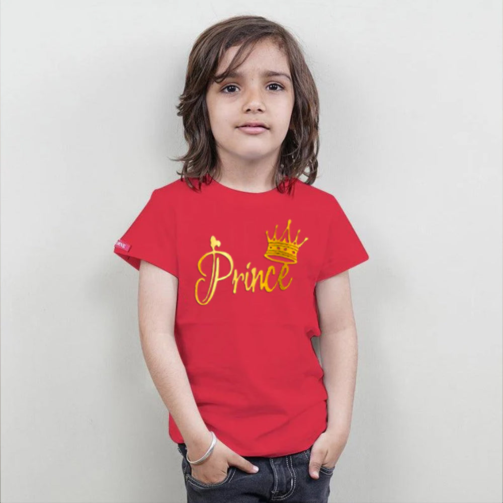 ﻿King Queen Prince Princess, Family T-Shirts Combo (Red/Gold)